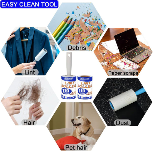 Gary Lint Roller, 220 Sheets Extra Sticky Lint Rollers for Pet Hair, Mini Stick Roller for Daily Cleaning Tool