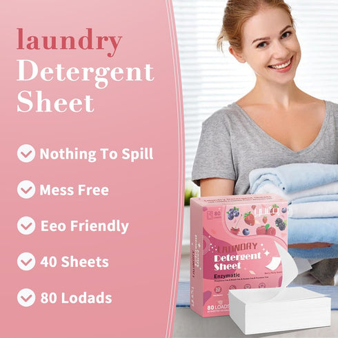 YUCO Laundry Detergent Sheets, Berry Scent, 80 Loads (40 Sheets), Eco-Friendly