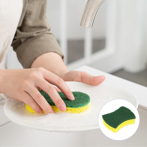 Kitchen Cleaning Sponges, 6pcs Non-Scratch Scrub Sponges for Dishes, Pots and Pans, 10 x 8cm/4" x 3", Green