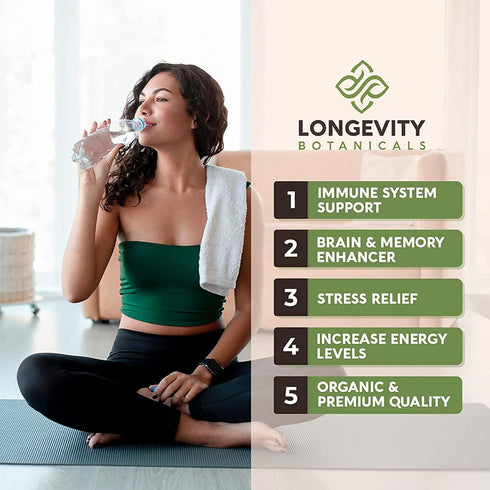 Longevity Botanicals 6 Mushroom Supplement Blend, Organic Mushroom Complex Powder, 100% Fruiting Body, 3.5 oz
