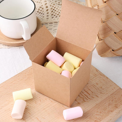 VGOODALL 50PCS Mini Gift Boxes, Tiny Brown Cardboard Favor Boxes for Wedding Birthday Party Bridal Shower Treats