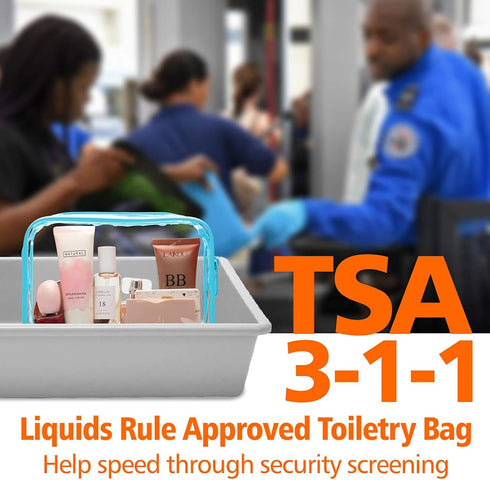 PACKISM TSA Approved Toiletry Bag - Clear Makeup Bag Waterproof Quart Size Bag, Travel Makeup Cosmetic Bag for Women, Carry on Airport Airline Compliant Bag, 3 Pack