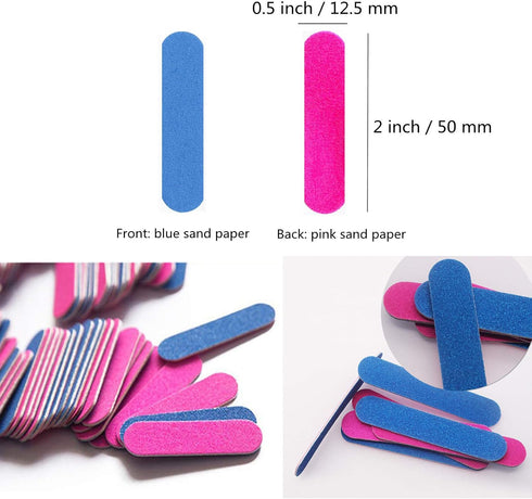 Mini Nail Files Bulk, 100 Pack 2 Inches Disposable Double Sided Emery Boards Manicure Pedicure Tools
