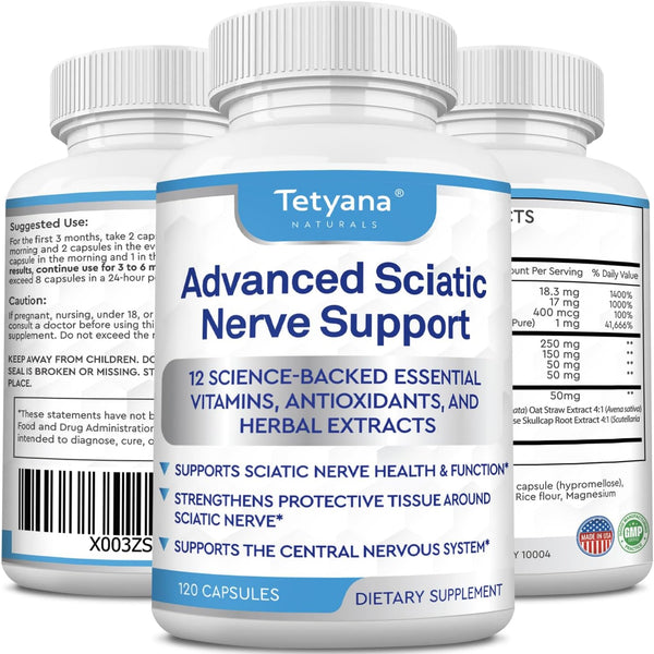Advanced Sciatic Nerve Support Relief: Alpha Lipoic Acid Vitamin, 120 Capsules, Made in USA