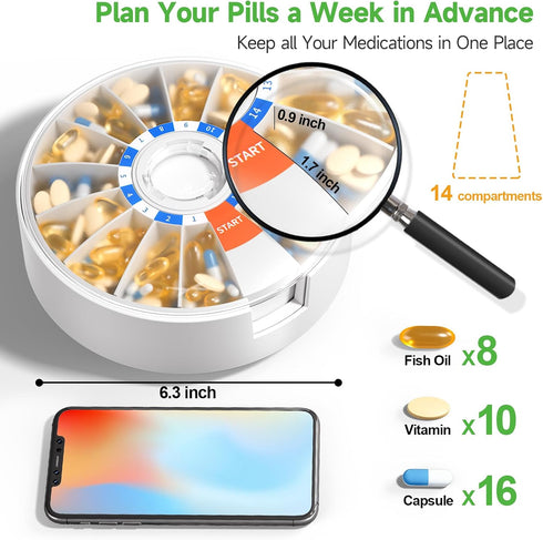 Large Daily Pill Organizer - Efficient Pill Dispenser for Health Management