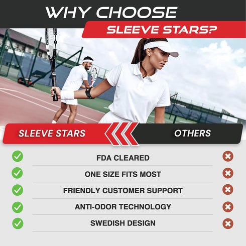 Sleeve Stars Elbow Brace for Men & Women, Tendonitis & Golfers Elbow Support with 3 Straps for Pain Relief, Black