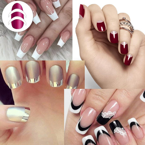 TailaiMei 1752 Pieces French Manicure Nail Art Stickers, Self-Adhesive Nail Tips Guides for DIY Decoration