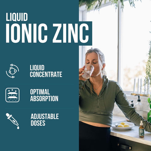 Ionic Liquid Zinc – 8 Month Supply, Adjustable Dosing for Adults – High Absorption, Vegan, Essential Mineral Supplement