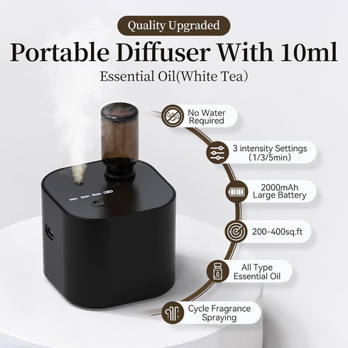Operated,3 400 3x10ml Scent Diffuser,Waterless Essential Oil Diffuser,Mini Portable Aroma Diffuser with Battery Mist