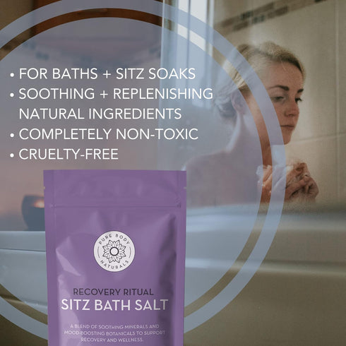 Pure Body Naturals Sitz Bath Salt – Natural Soak for Postpartum Care and Hemorrhoid Treatment, 10 Oz