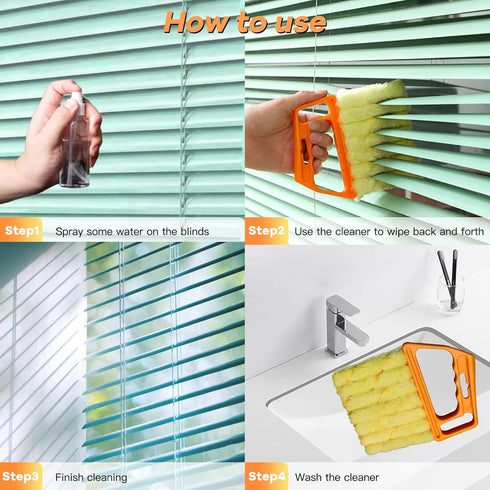AOCEAN 4 Pcs Blind Cleaner Duster Tool, 7-Finger Handheld Mini Duster Brush for Window and Air Conditioner