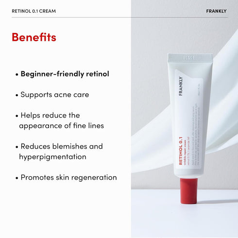 FRANKLY Retinol 0.1 Cream | Beginner Retinol for Anti-Aging, Skin Lifting & Restoration | Night Cream, 1.01 fl. oz.