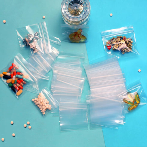 300 Packs Small Pill Bags, 6 mil Sturdy Plastic Bags in 3 Assorted Sizes for Travel Storage, Jewelry, Small Crafts