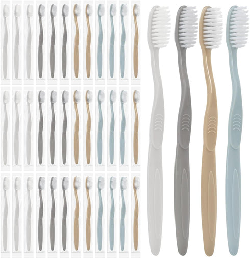 DR.BRIGHT Individually Wrapped Toothbrush - 40PCS Travel Toothbrush Set for Adults and Kids, Multi-Colored
