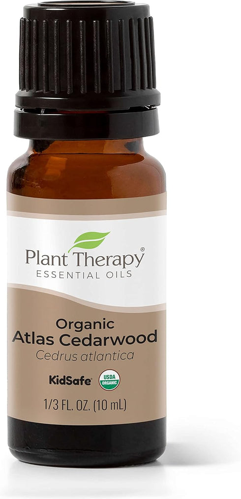 Plant Therapy Organic Atlas Cedarwood Essential Oil 100% Pure, USDA Certified Organic - Therapeutic Grade 10 mL (1/3 oz)
