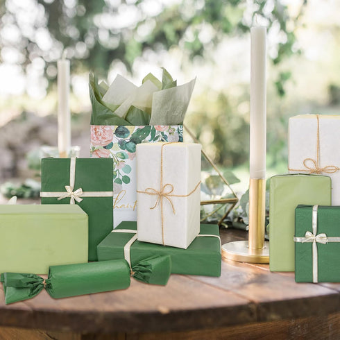Whaline 90 Sheet Sage Gradient Green and Ivory Tissue Paper Set for Wedding Birthday Bouquet, 13.7 x 19.6 Inch