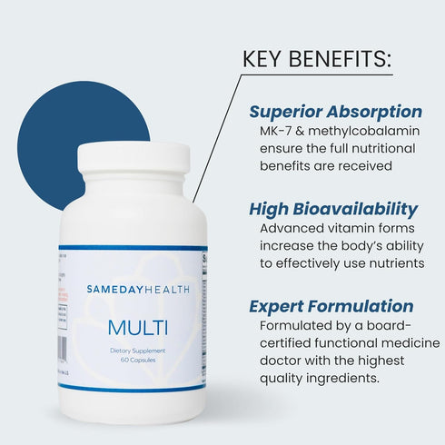 Multi Dietary Supplement, Integrative Functional Health Formula, 60-Day Supply, Complete Multivitamin for Men and Women
