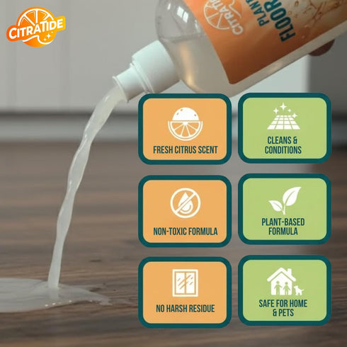 Hardwood Floor Cleaner and Polish Restorer Heavy Duty Plant-Based Cleaning & Conditioning Citrus Formula for Tile