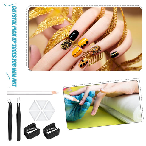 Maitys 22 Pieces Wax Pencil Set for Rhinestones, Nail Art Gem Dotting Tools with Tweezers, Sharpener, and Triangular