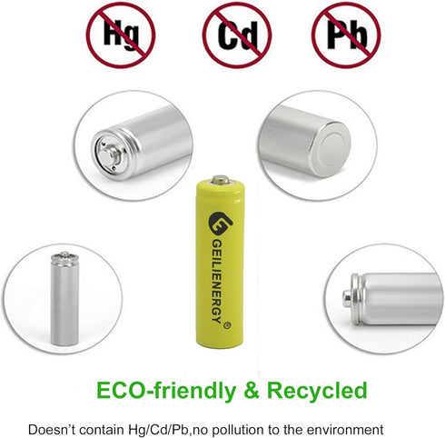 GEILIENERGY Solar Light Batteries AA Ni-Cd AA 600mAh 1.2V Rechargeable Batteries AA Rechargeable Batteries for Solar Lights Solar Lamp(Pack of 20)