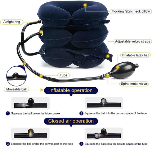 Neck Stretcher, Cervical Traction Device, Neck Traction Device for Neck Pain Relief, Adjustable Inflatable Neck