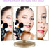 Tri-fold Lighted Vanity Makeup Mirror with 3x/2x/1x Magnification, 21Leds Light and Touch Screen,180 Degree Free Rotation Countertop Cosmetic Mirror,Travel Makeup Mirror (Gold) by Flymiro
