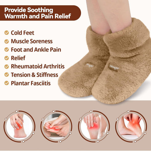 NEWGO Microwaveable Booties Foot Warmers - Heating Pad for Foot Heated Slippers for Cold Feet, Plantar Fasciitis,