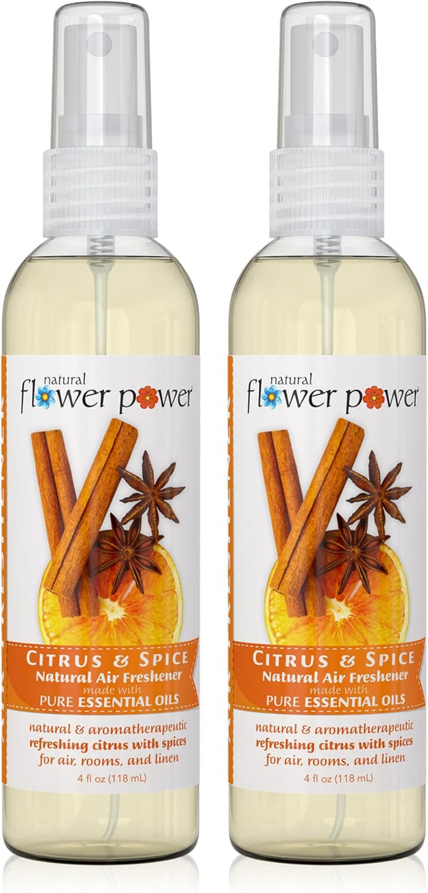 Air Freshener Spray - Odor Eliminator with Essential Oils, Home, Car & Fabric, 2 x 4 fl oz Citrus & Spice