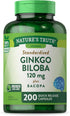 Nature's Truth Ginkgo Biloba 120mg plus Bacopa - 200 Quick Release Capsules, Standardized Extract, Non-GMO and Gluten