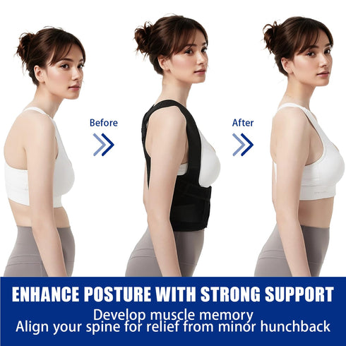 Adjustable Posture Corrector for Women and Men - Back Brace for Pain Relief, Lumbar Support, Breathable Back Support