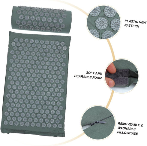 Set Acupoint Massage Mat and Shiatsu Massage Pillow with Carry Bag Portable Relief Mat for Back and Neck for Muscle