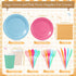 Zhehao 175 Set Pcs Candy Colors Party Supplies Colorful Disposable Tableware Kit with Plates, Cups, Napkins, Cutlery