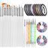 Teenitor Nail Art Brushes, 3D Nail Art Painting Kit with 15 Gel Brushes, 5pcs Dotting Pen, 12 Colors Rhinestones
