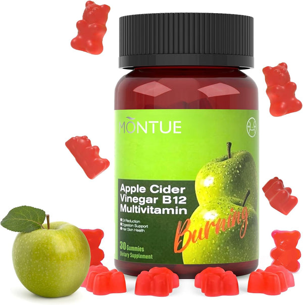 Montue NEWELLME Apple Cider Vinegar Gummies B12 Multivitamin,ACV Supplement Gummy Vitamins,Vegetarian Supplement