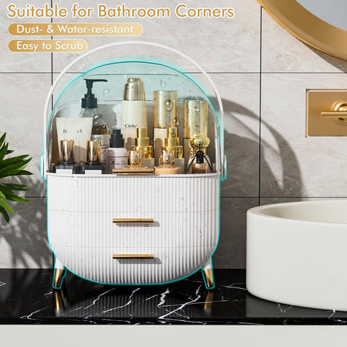 Makeup Organizer Skincare Organizers - Cosmetic Display Cases with Transparent Cover for Bathroom Countertop, Lipstick