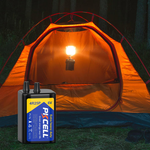 PKCELL 6 6V 4R25 1 Count Volt Lantern Battery, Flashlight Battery with Spring Terminals, Heavy Duty Square Batteries
