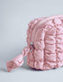 Quilted Makeup Bag - Travel Toiletry Bag for Women, Cute Baby Pink Makeup Organizer Pouch (M, Pink)