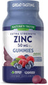 Zinc Gummies for Adults | 50mg | 120 count | Vegan, Non-GMO & Gluten Free | Mixed Berry Flavor