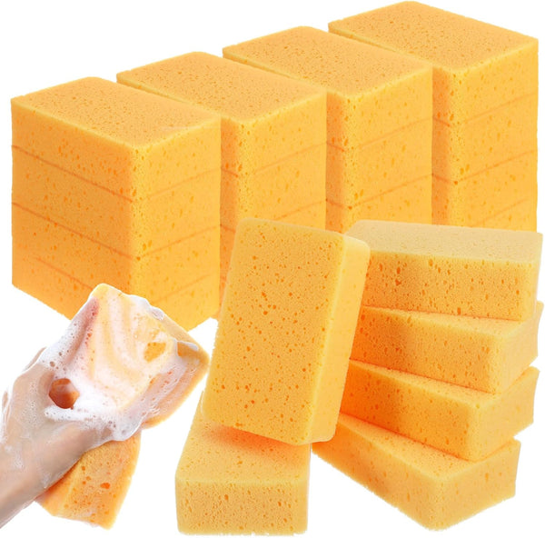 Yuanan 16 Pcs Car Wash Sponge, Yellow Grout Sponge 6.1 x 3.5 x