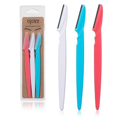 Opaz Touch-Up Eyebrow Razor - Dermaplaning Tool and Facial Razor with Precision Guide Cover, 3 Pack Skin Care Kit