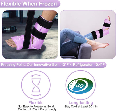 Pack Pack Relief Expert Ankle Ice Wrap Reusable Cold Gel for Foot and Heel, Dual-Sided Design with Soft Plush Lining