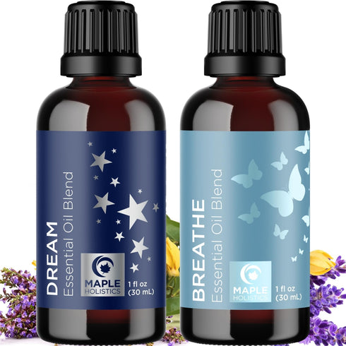 Aromatherapy Essential Oil Blends for Diffusers, Dream & Breathe Essential Oil Set, 1 Fl Oz Each