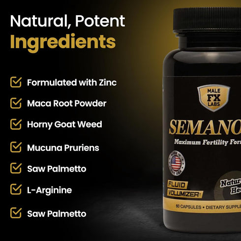 Male FX Labs (60 1 SEMANOID Caps) Maximum Fertility Formula and Semen Volumizer - Advanced Fertility Ingredients