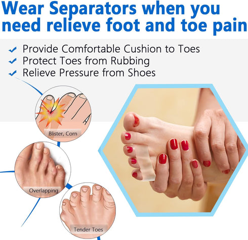 JKcare Pinky Toe Separators & Protectors, Silicone Little Toe Spacer for Overlapping, Curled, Hammer Toe, Tailor’s