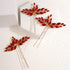 Kercisbeauty 3pcs Red Crystal Hair Piece Set, Rhinestones Hair Pins for Wedding Brides, Special Occasion Jewelry
