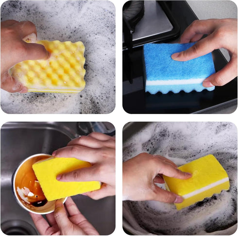 JyliRenz 20 Pack, countertops, The Third Generation Dishwashing Sponge, Scrub Sponge, The Wave Shaped Design Makes Them