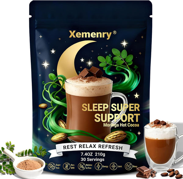 Moringa Hot Cocoa Sleep Aid, Pure Moringa Powder Mix with Cocoa Powder