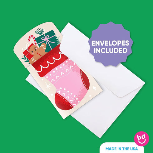 Pack, Set 8 Big Dot of Happiness Christmas Stockings Gift Card Holders with Envelopes, Winter Holiday Party Cash Money