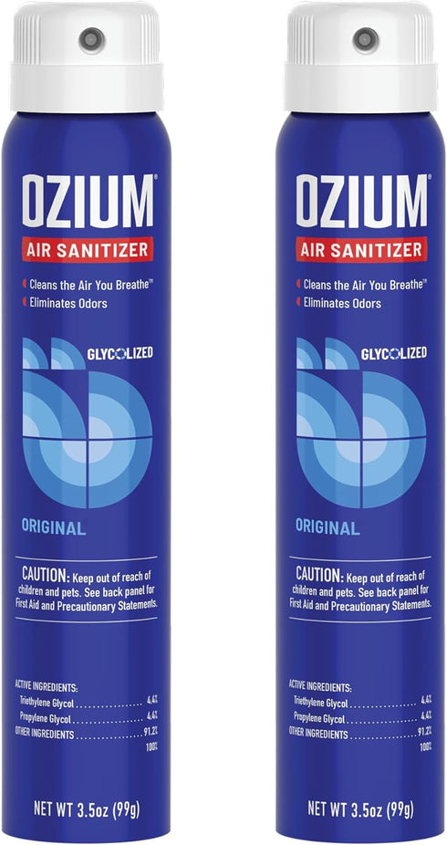 Ozium Air Sanitizer & Odor Eliminator, 3.5 Oz, Original Scent, Pack of 2 for Homes, Cars, Offices