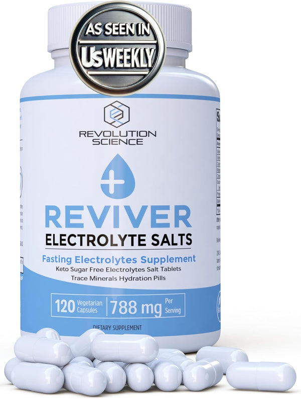 REVIVER Superior Absorption Electrolyte Pills - Sugar-Free Salt Tablets for Runners & Fasting, 120 Electrolyte Capsules